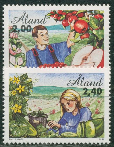 Aland 1998 Landwirtschaft Apfel-und Gurkenernte 134/35 postfrisch
