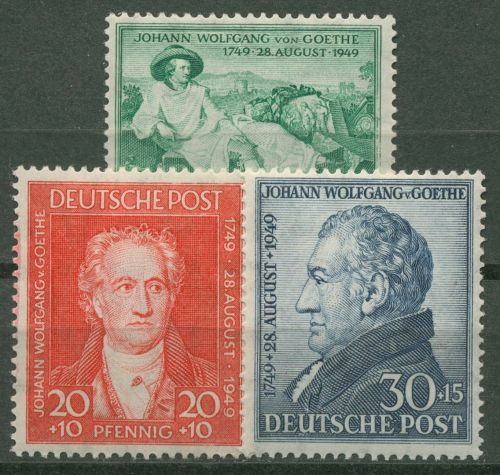 Bizone 1949 200. Geburtstag von Johann Wolfgang von Goethe 108/10 postfrisch