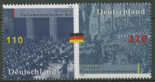 Bund 1998 Parlamentarischer Rat 1986/87 postfrisch, Blockeinzelmarken