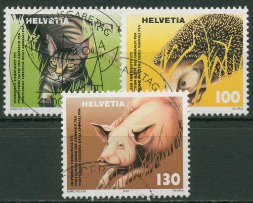 Schweiz 2004 Tierschutzvereine Hausschwein Igel 1886/88 gestempelt
