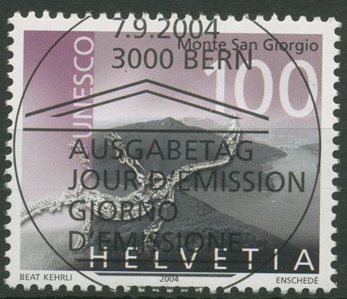 Schweiz 2004 UNESCO-Welterbe Fossilien 1894 gestempelt