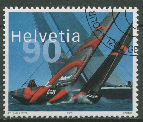 Schweiz 2003 Gewinn des America's Cup Segeljacht Alinghi 1831 gestempelt