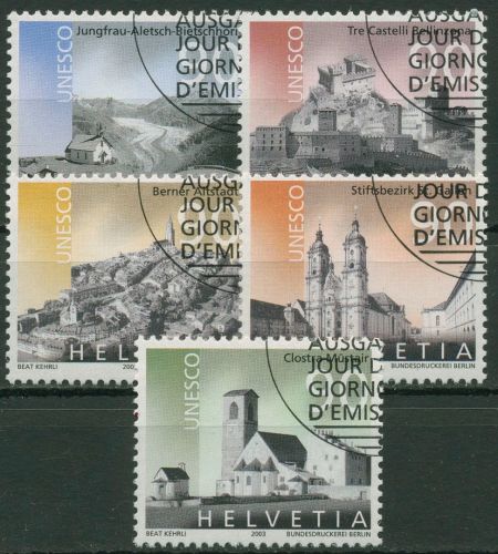 Schweiz 2003 UNESCO-Welterbe Kirchen Städte 1846/50 gestempelt