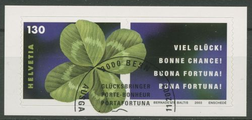 Schweiz 2003 Glücksbringer Kleeblatt 1860 gestempelt