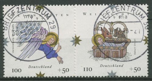 Bund 1999 Weihnachten Zeichnungen 2084/85 gestempelt