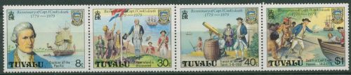 Tuvalu 1979 200. Todestag von James Cook Seefahrer 101/04 ZD postfrisch (C42496)