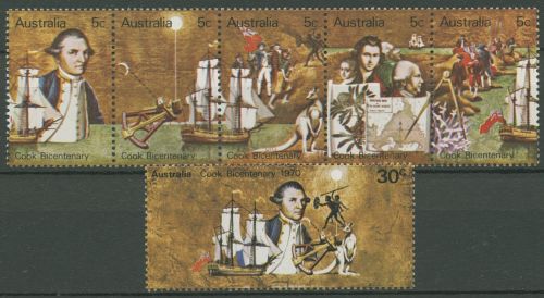 Australien 1970 200 J. Entdeckung Australiens Cook 437/42 ZD postfrisch (C42497)