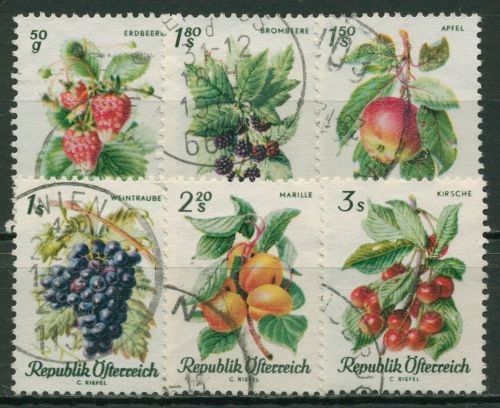 Österreich 1966 Pflanzen Obst Obstsorten 1223/28 gestempelt