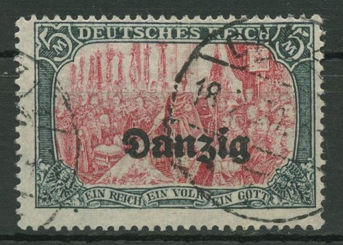 Danzig 1920 Freimarke mit Aufdruck 15 B gestempelt