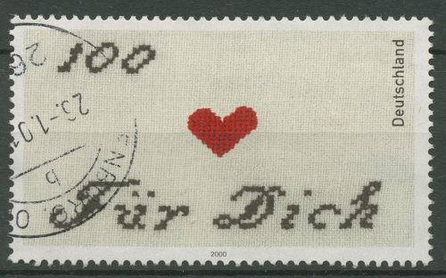 Bund 2000 Grußmarke Stickerei mit Herz 2138 gestempelt