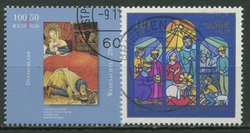 Bund 2000 Weihnachten Gemälde, Transparentbild 2151/52 gestempelt