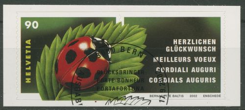 Schweiz 2002 Tiere Insekten Marienkäfer Glücksbringer 1806 gestempelt