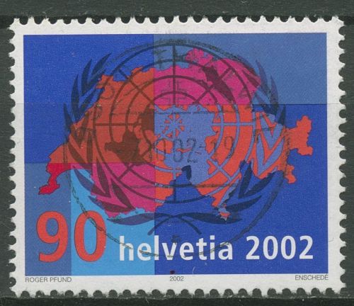 Schweiz 2002 Aufnahme der Schweiz in die UNO 1801 gestempelt