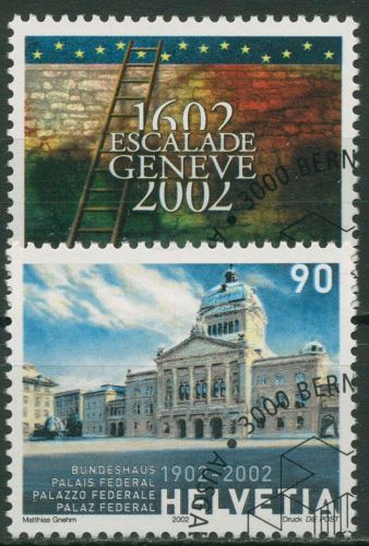 Schweiz 2002 Jahrestage Genfer Escalade Parlament Bern 1782/83 gestempelt