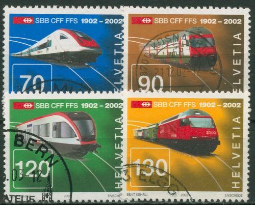 Schweiz 2002 Schweizerische Bundesbahnen Züge 1778/81 gestempelt
