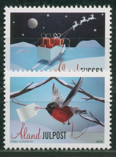 Aland 2015 Weihnachten Vogel Dompfaff Rentierschlitten 415/16 postfrisch