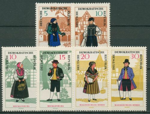DDR 1966 Volkstrachten Thüringen Mecklenburg Magdeburg 1214/19 postfrisch