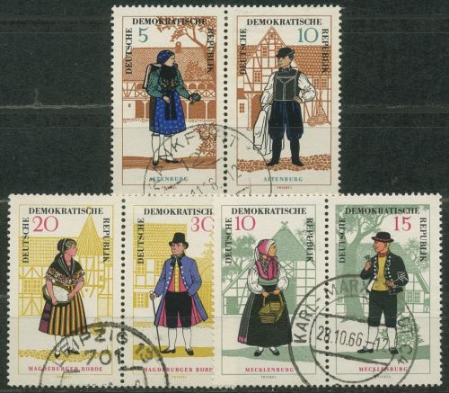 DDR 1966 Volkstrachten Thüringen Mecklenburg Magdeburg 1214/19 ZD gestempelt