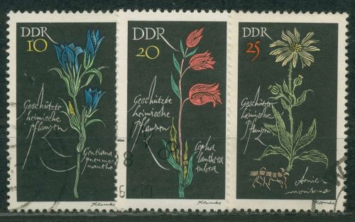 DDR 1966 Geschützte Pflanzen 1242/44 gestempelt