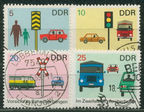 DDR 1969 Straßenverkehr Sicherheit 1444/47 gestempelt