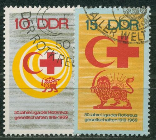 DDR 1969 Hilfsorganisationen Rotes Kreuz Roter Halbmond 1466/67 gestempelt