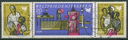DDR 1969 Weltfriedenstreffen Berlin Bauwerke 1478/80 ZD gestempelt