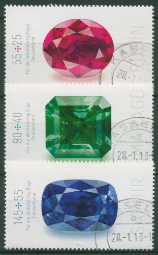 Bund 2012 Wohlfahrt Edelsteine 2901/03 gestempelt