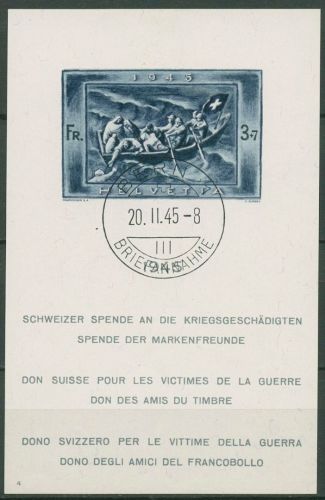 Schweiz 1945 Spende an die Kriegsgeschädigten Block 11 gestempelt (C28196)