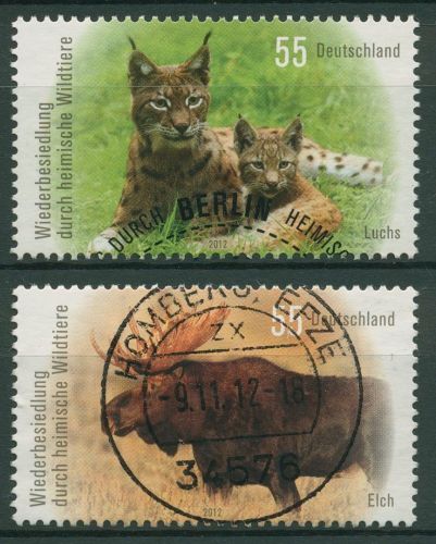 Bund 2012 Wildtiere Nordluchs Elch 2913/14 gestempelt
