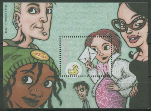Schweiz 2003 Comics Comicfiguren Block 34 postfrisch (C96303)