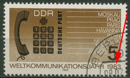 DDR 1983 Kommunikation mit Plattenfehler 2770 F 31 mit Massenentwertung