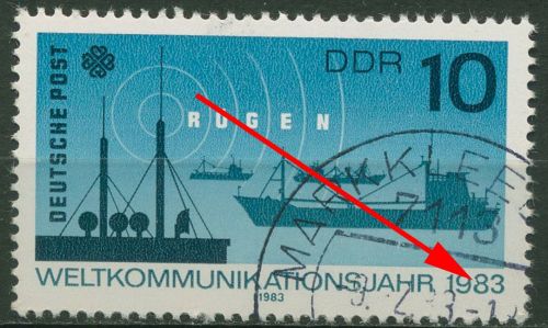 DDR 1983 Kommunikation mit Plattenfehler 2771 F 40 gestempelt
