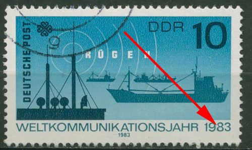 DDR 1983 Kommunikation mit Plattenfehler 2771 F 40 mit Massenentwertung