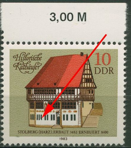DDR 1983 Historische Rathäuser mit Plattenfehler 2775 F 3 postfrisch