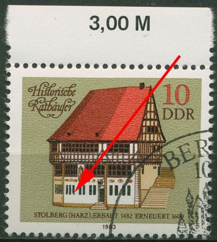 DDR 1983 Historische Rathäuser mit Plattenfehler 2775 F 3 mit Sonderstempel