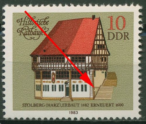 DDR 1983 Historische Rathäuser mit Plattenfehler 2775 F 4 postfrisch