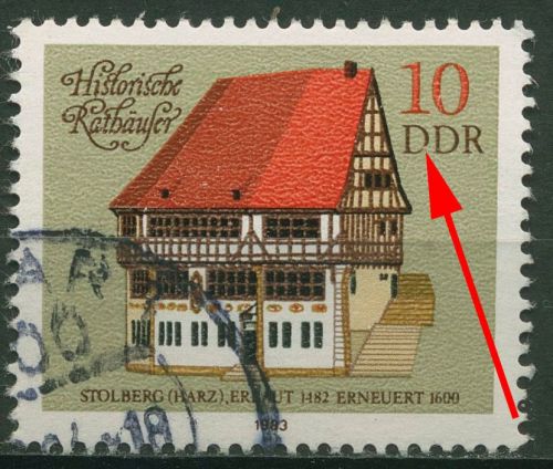 DDR 1983 Historische Rathäuser mit Plattenfehler 2775 F 22 gestempelt