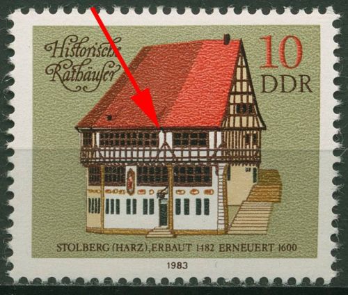 DDR 1983 Historische Rathäuser mit Plattenfehler 2775 F 25 postfrisch