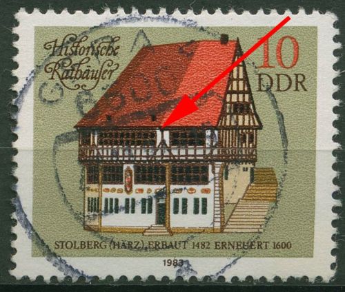 DDR 1983 Historische Rathäuser mit Plattenfehler 2775 F 46 gestempelt
