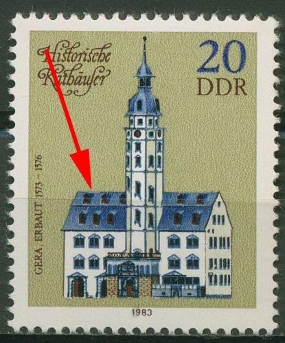 DDR 1983 Historische Rathäuser mit Plattenfehler 2776 F 33 postfrisch