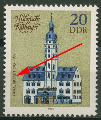 DDR 1983 Historische Rathäuser mit Plattenfehler 2776 F 37 postfrisch