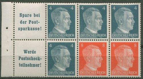 Dt. Reich 1941 Markenheftchenblatt Hitler H-Bl. 119 B postfrisch