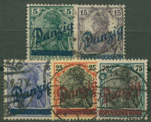 Danzig 1920 Germania mit schrägem Aufdruck 21/25 gestempelt, Massenstempel