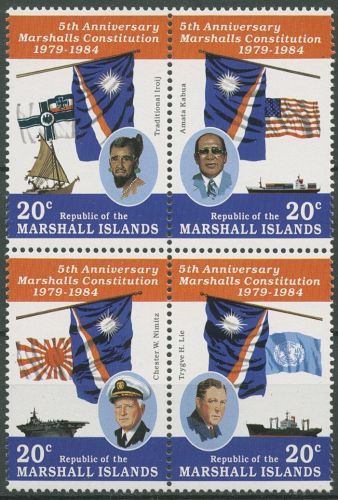 Marshall-Inseln 1984 5 Jahre Verfassung 27/30 ZD postfrisch