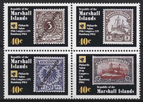 Marshall-Inseln 1984 Weltpostkongreß Hamburg UPU Kolonien 15/18 ZD postfrisch
