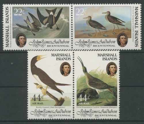 Marshall-Inseln 1985 John J. Audubon Vögel Tölpel Brachvogel 31/34 ZD postfrisch