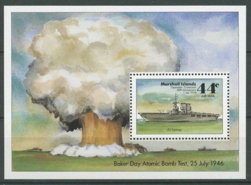 Marshall-Inseln 1986 Evakuierung des Bikini-Atolls Block 2 postfrisch (C25513)