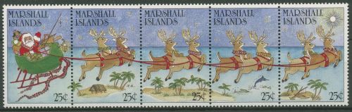 Marshall-Inseln 1988 Weihnachten Rentierschlitten 189/93 ZD postfrisch (C73030)