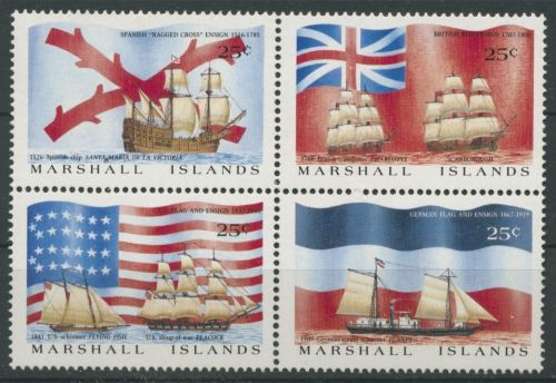 Marshall-Inseln 1988 Entdeckungsschiffe und Flaggen 185/88 ZD postfrisch