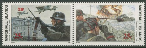 Marshall-Inseln 1990 Zweiter Weltkrieg Dänemark Norwegen 295/96 ZD postfrisch
